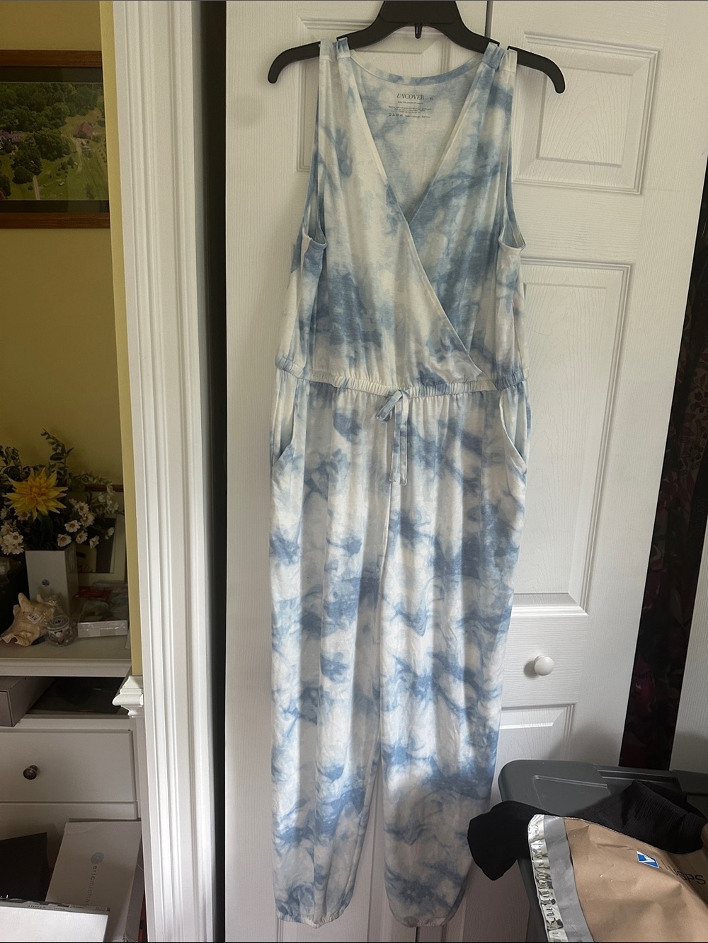 Undercover Light Blue and White Tie-Dye Maxi Jumpsuit
